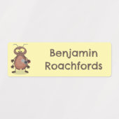 Grappig kakkerlak cartoon karakter gepersonaliseer labels (Design 1)