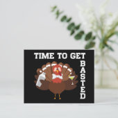 Grappig kalkoen tijd om vervloekte Thanksgiving Feestdagenkaart (Staand voorkant)