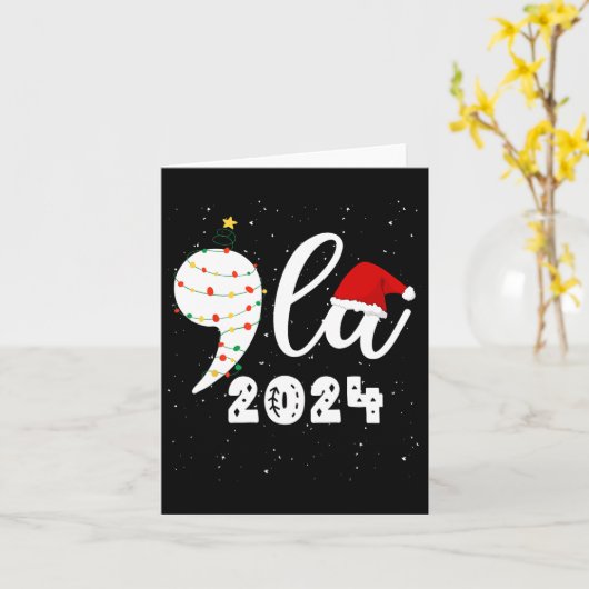 Grappig Kamala Harris 2024 Comma La Christmas Kaart (Gele Bloem)