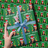 Grappig Kamala Harris 2024 Groene Kerst Cadeaupapier
