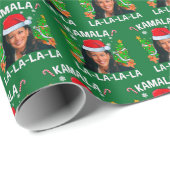 Grappig Kamala Harris 2024 Groene Kerst Cadeaupapier (Rol Hoek)