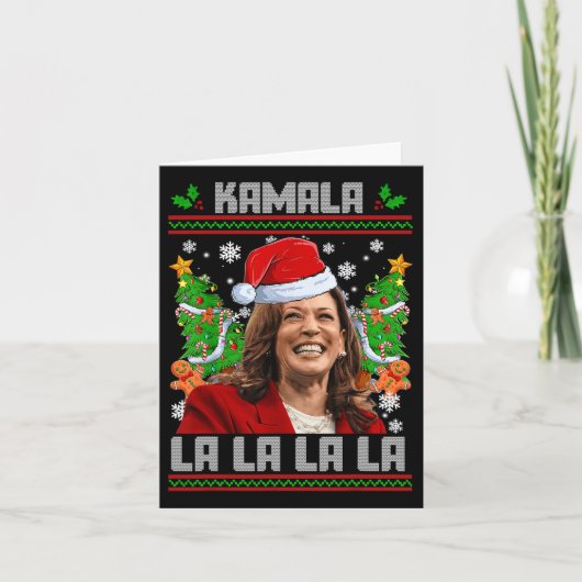 Grappig Kamala Harris 2024 Kerst Comma La Mannen W Kaart (Voorkant)