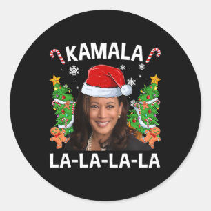 Grappig Kamala Harris 2024 Kerst Comma La Mannen W Ronde Sticker