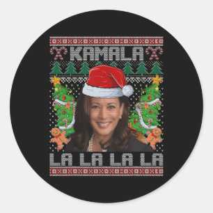 Grappig Kamala Harris 2024 Kerst Comma La Mannen W Ronde Sticker