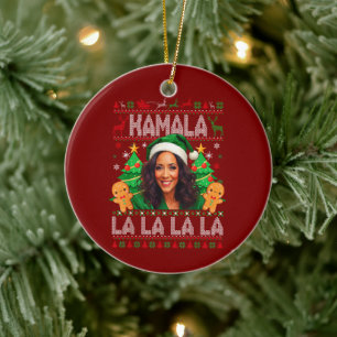 Grappig Kamala Harris 2024 Kerst Keramisch Ornament