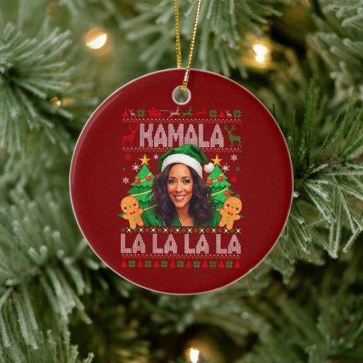 Grappig Kamala Harris 2024 Kerst Keramisch Ornament (Boom)