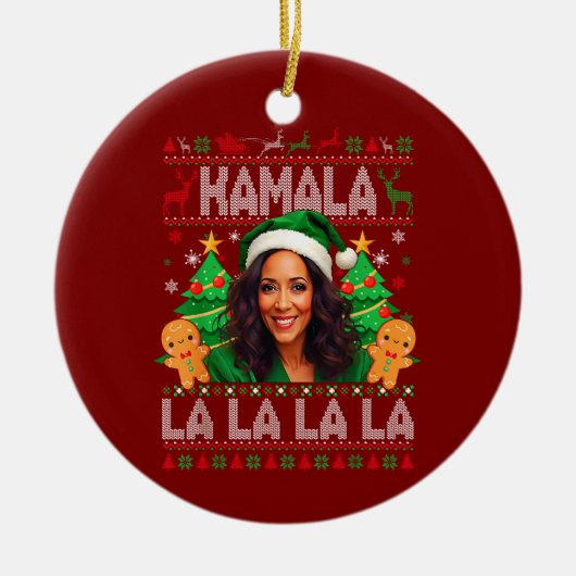 Grappig Kamala Harris 2024 Kerst Keramisch Ornament (Voorkant)