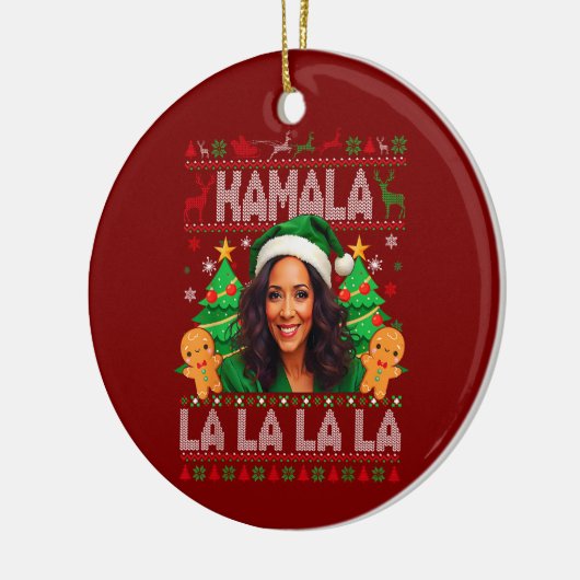 Grappig Kamala Harris 2024 Kerst Keramisch Ornament (Links)