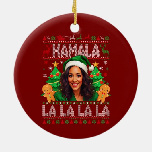 Grappig Kamala Harris 2024 Kerst Keramisch Ornament (Achterkant)