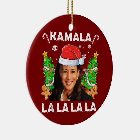 Grappig Kamala Harris 2024 Kerst Ugly Gift Xmas Keramisch Ornament (Rechts)