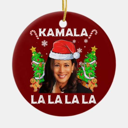 Grappig Kamala Harris 2024 Kerst Ugly Gift Xmas Keramisch Ornament (Voorkant)