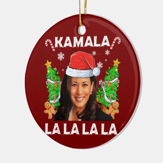 Grappig Kamala Harris 2024 Kerst Ugly Gift Xmas Keramisch Ornament (Links)