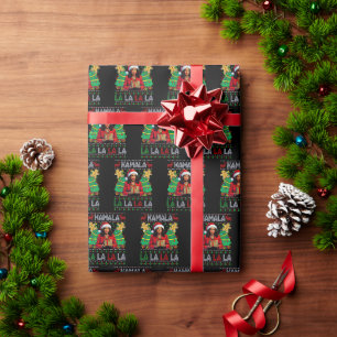 Grappig Kamala Harris 2024 Kerst Vrouwen Zwart Cadeaupapier