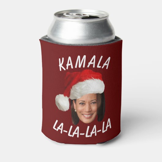 Grappig Kamala Harris Face Santa Hat Kerstmis Blikjeskoeler (Blikje Achterkant)