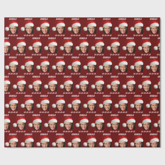 Grappig Kamala Harris Face Santa Hat Kerstmis Cadeaupapier (Vlak)