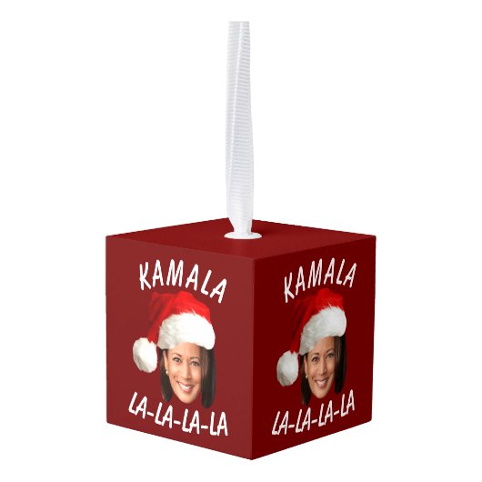 Grappig Kamala Harris Face Santa Hat Kerstmis Decoratie (Achter hoekig)