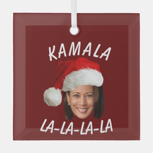 Grappig Kamala Harris Face Santa Hat Kerstmis Glas Ornament (Voorkant)