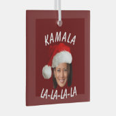 Grappig Kamala Harris Face Santa Hat Kerstmis Glas Ornament (Voorkant Rechts)