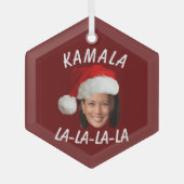 Grappig Kamala Harris Face Santa Hat Kerstmis Glas Ornament (Voorkant)
