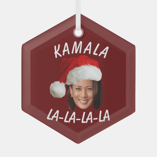 Grappig Kamala Harris Face Santa Hat Kerstmis Glas Ornament (Voorkant)