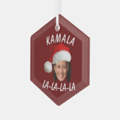 Grappig Kamala Harris Face Santa Hat Kerstmis Glas Ornament (Voorkant links)