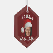 Grappig Kamala Harris Face Santa Hat Kerstmis Glas Ornament (Voorkant Rechts)