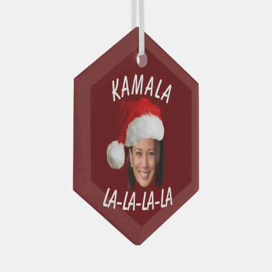 Grappig Kamala Harris Face Santa Hat Kerstmis Glas Ornament (Voorkant Rechts)