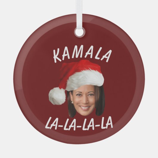 Grappig Kamala Harris Face Santa Hat Kerstmis Glas Ornament (Voorkant)