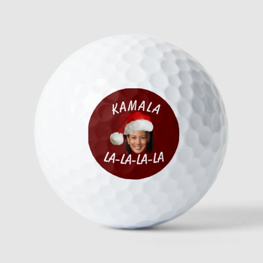 Grappig Kamala Harris Face Santa Hat Kerstmis Golfballen (Voorkant)