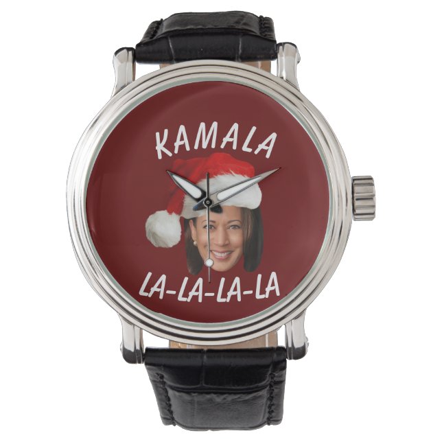 Grappig Kamala Harris Face Santa Hat Kerstmis Horloge (Voorkant)
