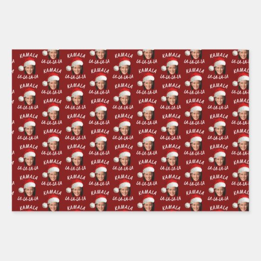 Grappig Kamala Harris Face Santa Hat Kerstmis Inpakpapier Vel (Voorkant)