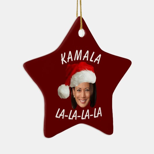 Grappig Kamala Harris Face Santa Hat Kerstmis Keramisch Ornament (Rechts)