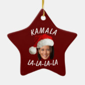 Grappig Kamala Harris Face Santa Hat Kerstmis Keramisch Ornament (Achterkant)