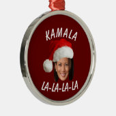Grappig Kamala Harris Face Santa Hat Kerstmis Metalen Ornament (Rechts)