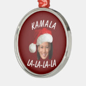 Grappig Kamala Harris Face Santa Hat Kerstmis Metalen Ornament (Links)