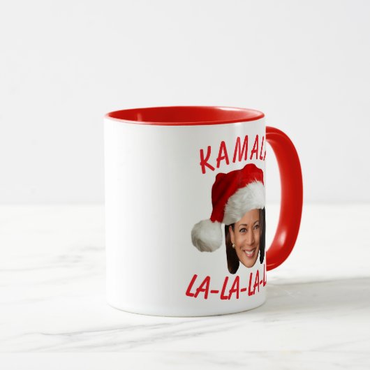 Grappig Kamala Harris Face Santa Hat Kerstmis Mok (Voorkant rechts)