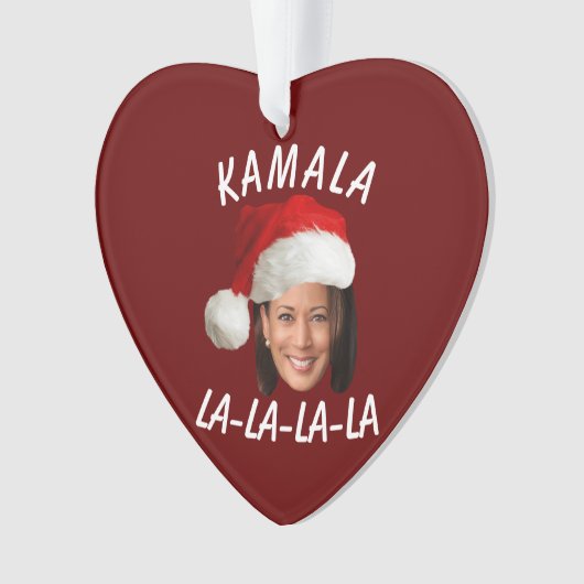 Grappig Kamala Harris Face Santa Hat Kerstmis Ornament (voorkant)