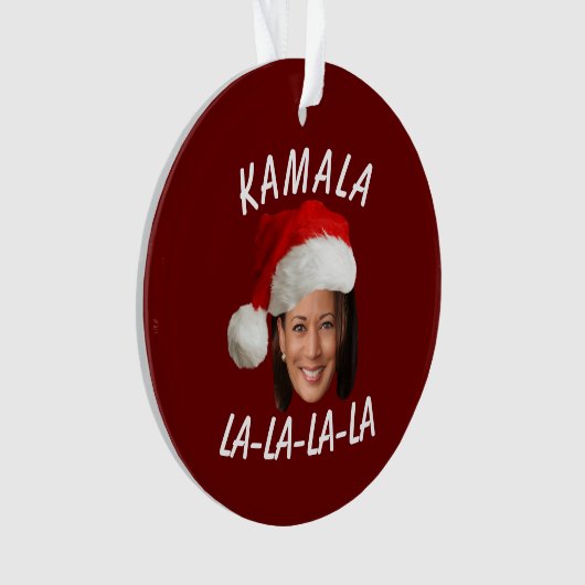 Grappig Kamala Harris Face Santa Hat Kerstmis Ornament (voorkant)