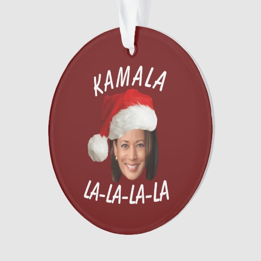Grappig Kamala Harris Face Santa Hat Kerstmis Ornament (voorkant)