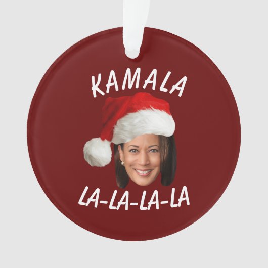 Grappig Kamala Harris Face Santa Hat Kerstmis Ornament (voorkant)
