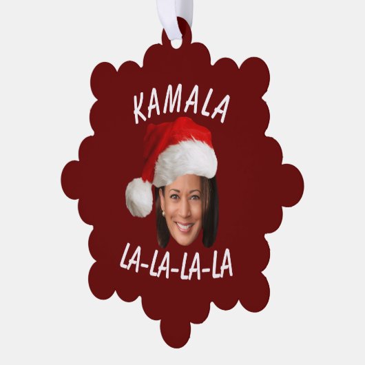 Grappig Kamala Harris Face Santa Hat Kerstmis Ornament Kaart (Links)