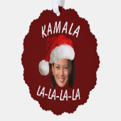 Grappig Kamala Harris Face Santa Hat Kerstmis Ornament Kaart (Links)