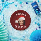 Grappig Kamala Harris Face Santa Hat Kerstmis Papieren Bordje (Feest)