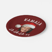 Grappig Kamala Harris Face Santa Hat Kerstmis Papieren Bordje (Gekanteld)