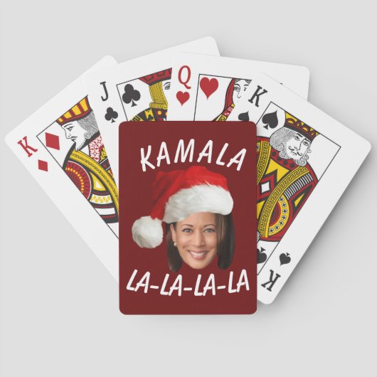 Grappig Kamala Harris Face Santa Hat Kerstmis Pokerkaarten (Achterkant)