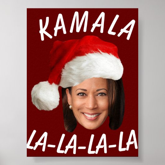 Grappig Kamala Harris Face Santa Hat Kerstmis Poster (Voorkant)