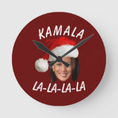 Grappig Kamala Harris Face Santa Hat Kerstmis Ronde Klok (Voorkant)