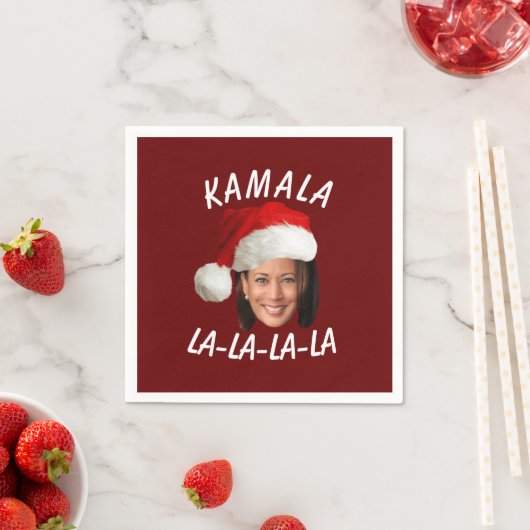 Grappig Kamala Harris Face Santa Hat Kerstmis Servet (Insitu)