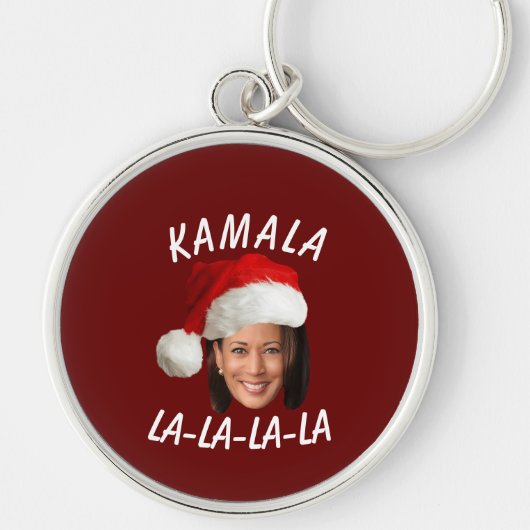 Grappig Kamala Harris Face Santa Hat Kerstmis Sleutelhanger (Voorkant)