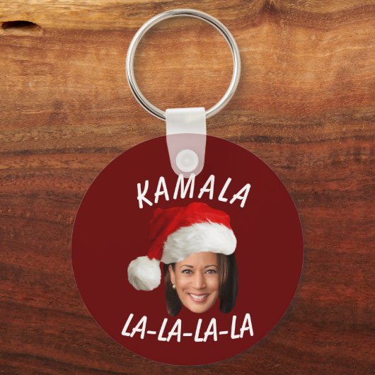 Grappig Kamala Harris Face Santa Hat Kerstmis Sleutelhanger (Achterkant)
